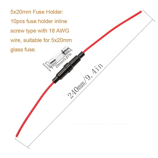Fuse Holder Kit:10pcs 18 AWG Screw Type 5X20 Inline Fuse Holder + 150pcs Quick - Image 6