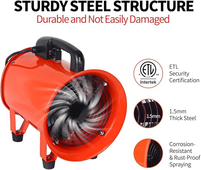 8 Inch Industrial Portable Air Blower Ventilator - Image 5