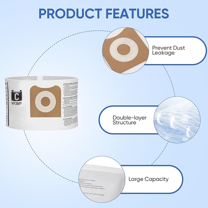 12 Pack 23738 VF3501 Size C Filter Bags Compatible - Image 5