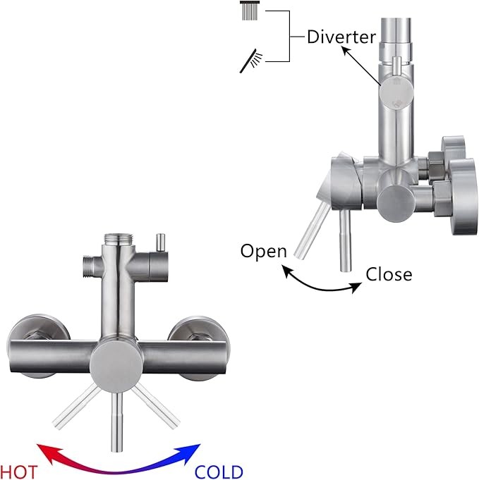 SS304 Shower Faucet Set - Outdoor Kit - Outdoor Fixtures with Brushed Nickel Shower Head & Handheld Spray, High Pressure