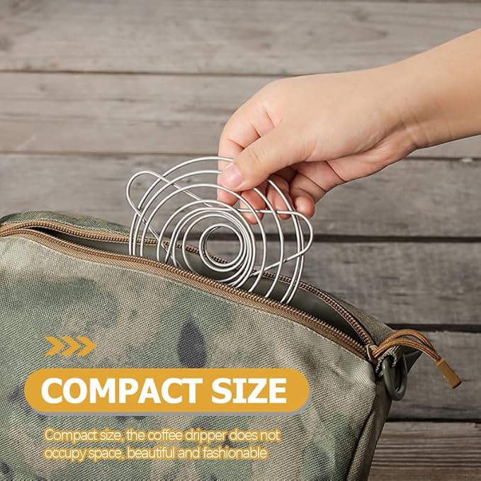 Cabilock Foldable Stainless Steel Coffee Filter Dripper Portable Cone Funnel - Image 2