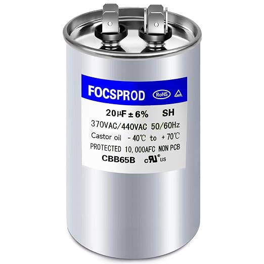 FOCSPROD 20 uF 20 MFD ±6% 370V/440V CBB65B AC Capacitor, Single Run Round by FOCSPROD