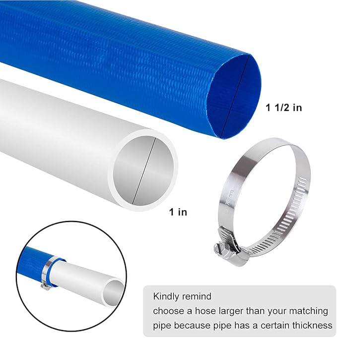 Eastrans 1 1/2 IN x 25 FT Pool Backwash Hose, Heavy Duty Flat Discharge Hose - Image 2