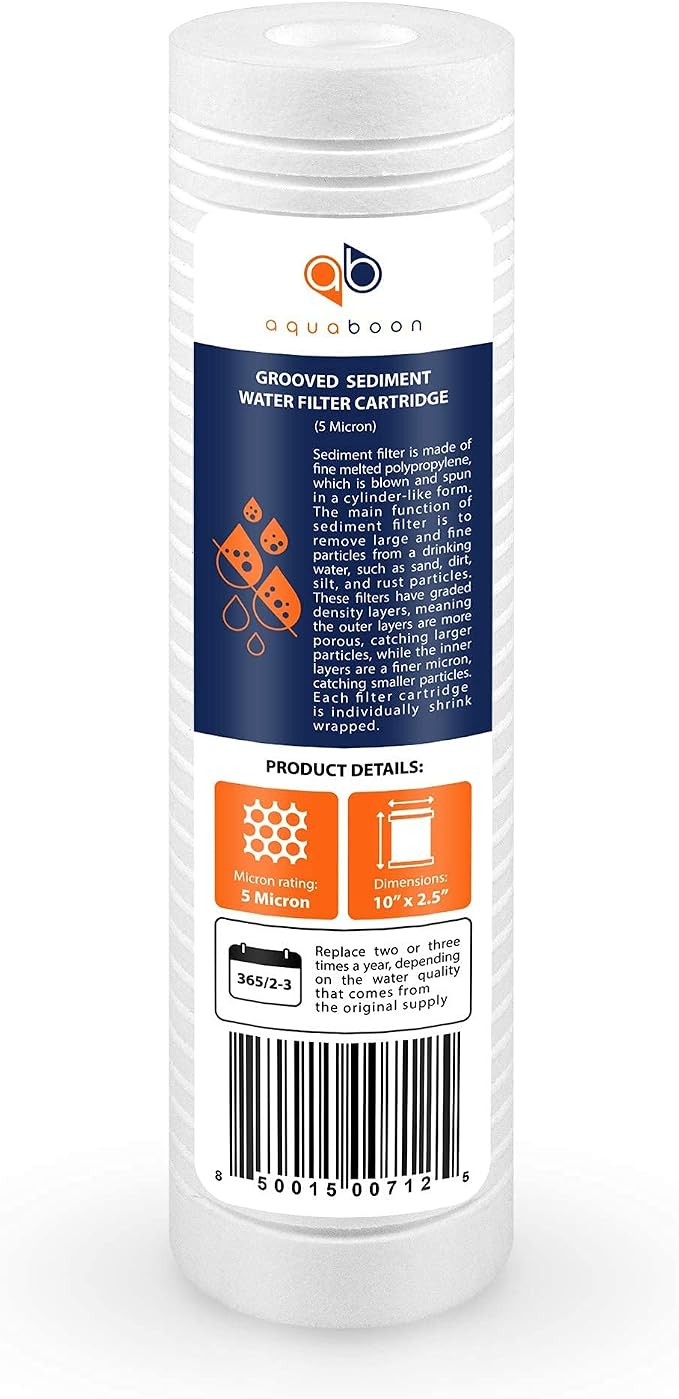 Aquaboon 5 Micron 10 x 2.5 Grooved Sediment Water Filter Replacement - Image 8