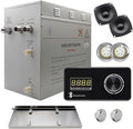 Superior Encore Plus 12kW Steam Shower Generator Kit with Horizontal Black Keypad, Drip Pans & White Lights | Bluetooth Audio|Self-Draining Steam Bath Generator|One-click Connection Cord|