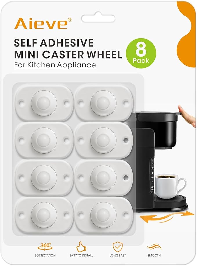 Aieve Self Adhesive Caster Wheels, 8 Pack Appliance Rollers by Aieve