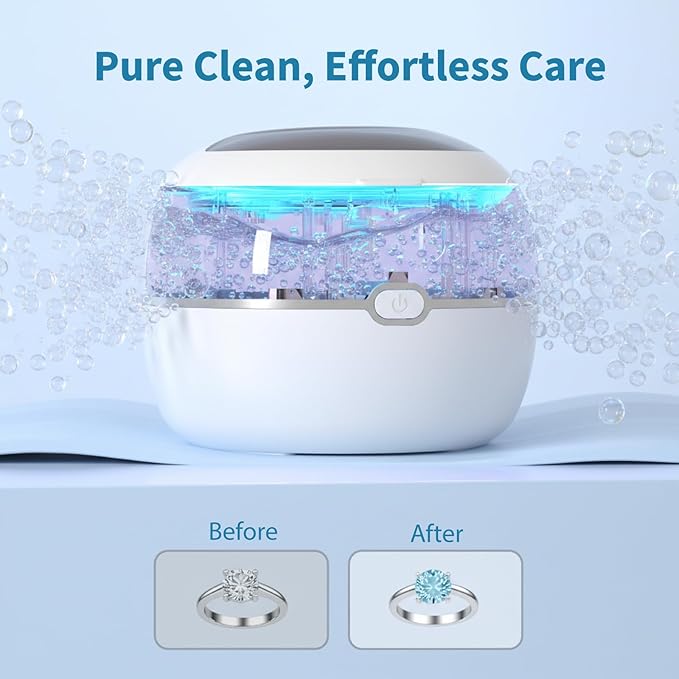 220ML Ultrasonic Retainer Cleaner Machine, 45kHz Dental Cleaning Pod for Denture WITH Digital Timer, Mouth Guard, Aligner, Night Guard, Braces, Toothbrush Heads, Jewelry