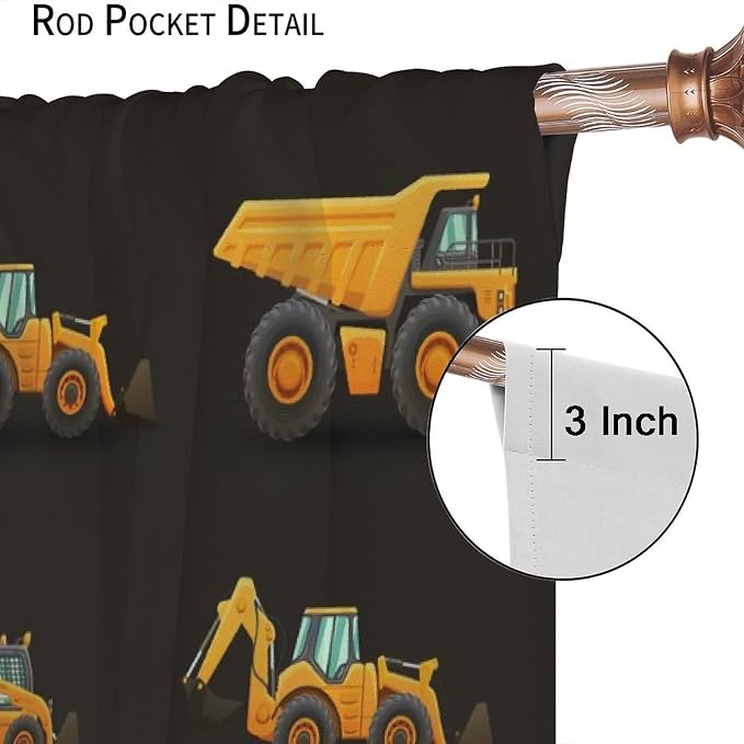 Kids Construction Window Curtains, Construction Machinery Equipment Mode of - Image 6