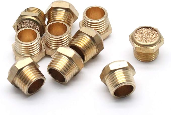 G1/4 Generator Silencer, Flat Type, Brass Pneumatic Exhaust Muffler, Sintered by LCLICTOP