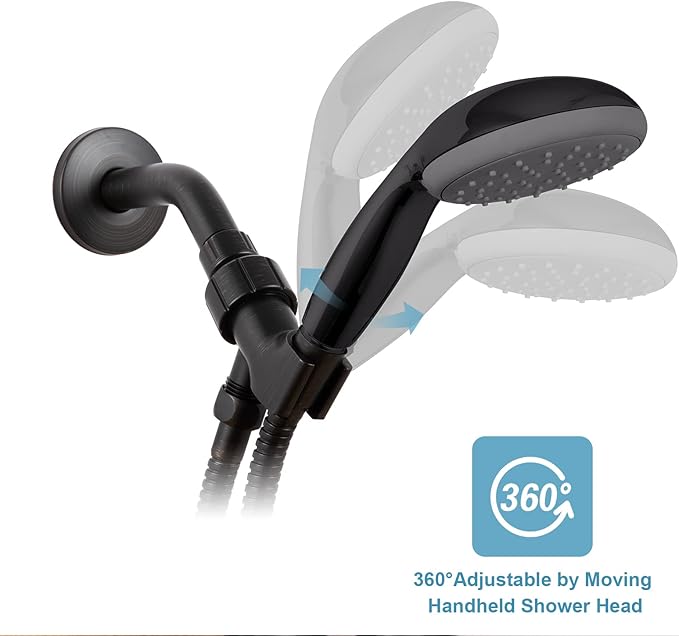 OFFO Shower Head Holder for Handheld Shower Head, Oil Rubbed Bronze Adjustable Shower Arm Mount for Connecting Shower Arm and Shower Hose, 1/2 in IPS Female Inlet and Male Outlet