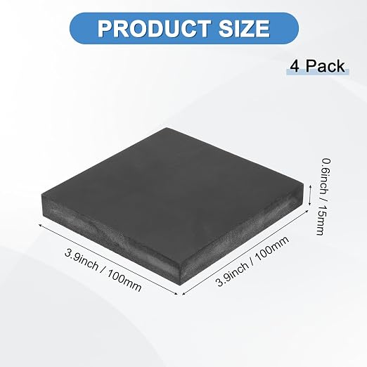M METERXITY 4-Pack Rubber Anti Vibration Pads 3.9" Non-Slip Square Vibration - Image 3