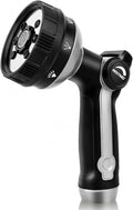 RESTMO Full Shower Hose Nozzle, Metal Spray Nozzle for Garden Hose, 8 Spray Patterns, Water Hose nozzle with Thumb Control, Ideal for Outdoor Lawn & Plant Watering, Car & Pet Washing, Silver