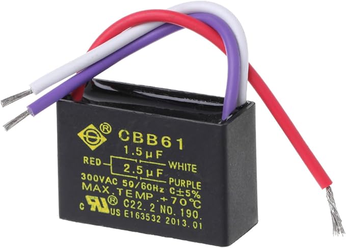 Black CBB61 1.5uF+2.5uF 3 Wires 50/60Hz Capacitor by Unknown