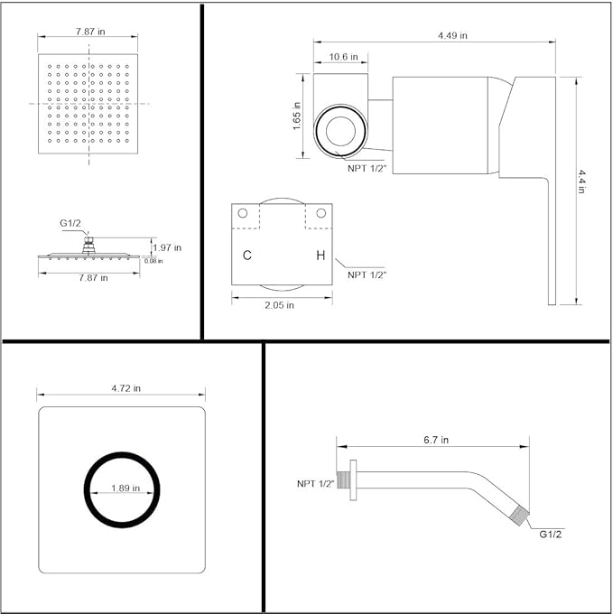 POP SANITARYWARE Shower Only Faucet Set Brushed Nickel, Bathroom Rain Mixer Shower Head Set Wall Mounted Rainfall Shower System Single Handle Shower Trim Kit with Rough-in Valve