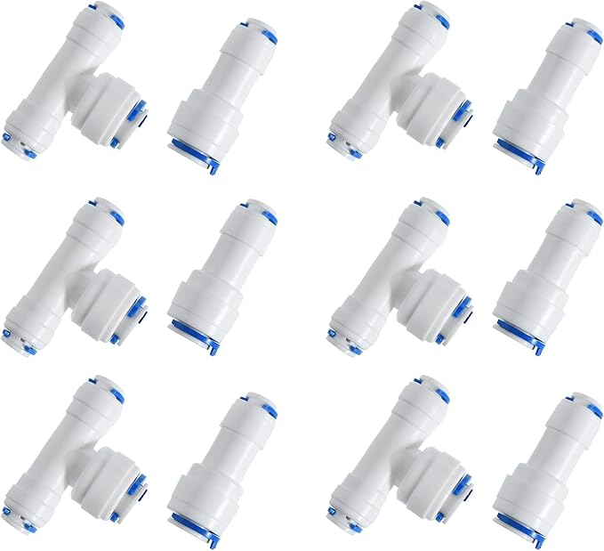 3/8-inch x 1/4-inch 6 pcs T and 6 pcs I Tube Quick Push in Connector by JBTOZIUY