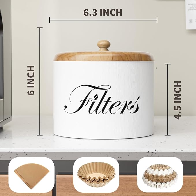 Coffee Filter Holder, Wooden Coffee Filter Storage - Image 5