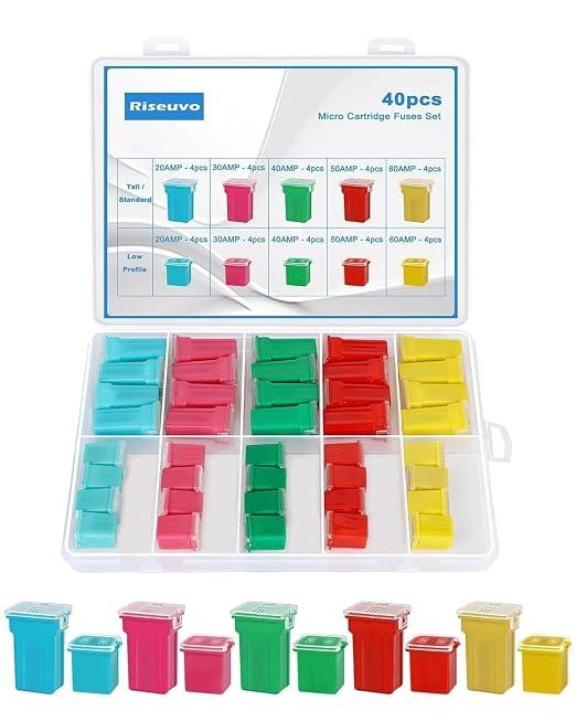 Riseuvo 40 Pcs Car Cartridge Fuses by Riseuvo