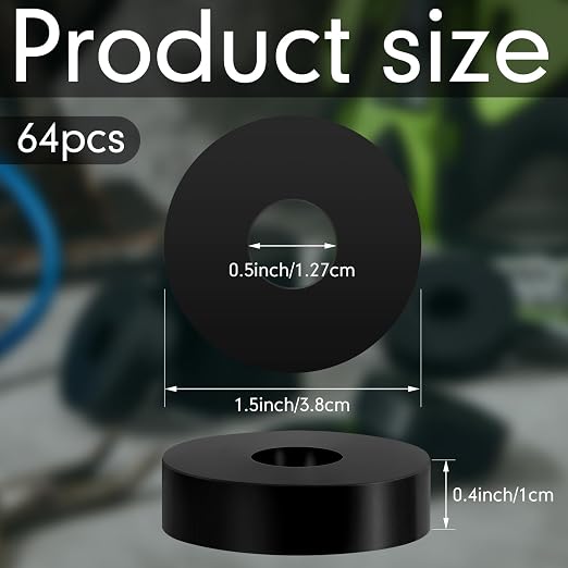 Treela Rubber Isolation Pads Thick Rubber Washers 1.5 Inch OD 0.5 Inch ID 0.4'' - Image 2