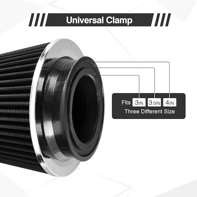 Universal Clamp On Air Intake Filter fits 3 In /3.5 In /4 In Three Different - Image 3