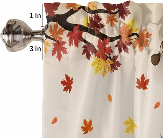 Fall Kitchen Curtain Set, Light Filtering Short Curtains Valance - Image 5