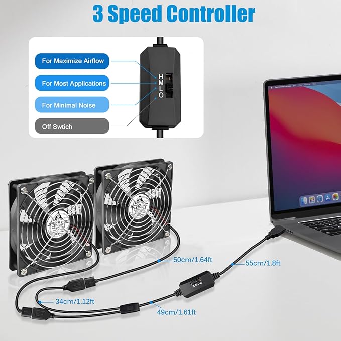 GDSTIME Quiet Dual 120mm USB Fan - Image 3