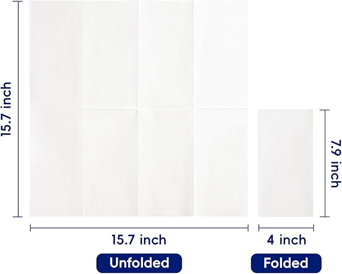 JOLLY CHEF 600 Pack Disposable Paper Napkins, Soft Bathroom Napkins for Guests, 2-Ply White Paper Hand Towels for Halloween, Wedding, Thanksgiving