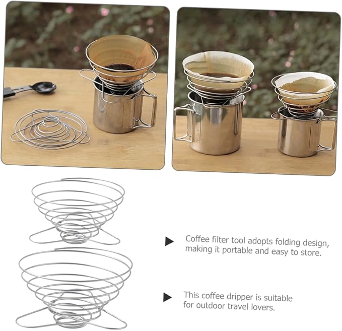 Zerodeko 2pcs Coffee Filters Compatible Stainless Steel Dripper Camping Dripper - Image 4