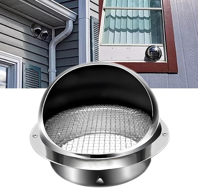 304 Stainless Steel Range Hood Exhaust Pipe, Weatherproof Cap, Exterior Wall by Unknown
