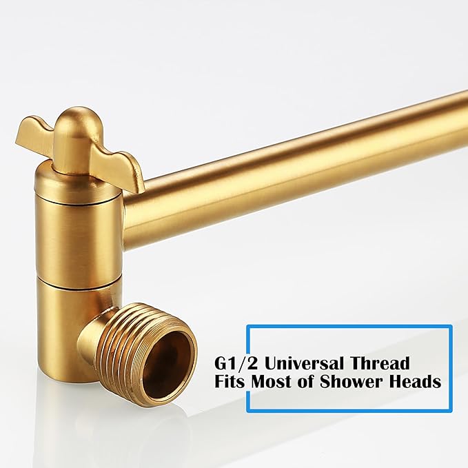 Shower Head Extension Arm, 10 Inch Adjustable Shower Arm for Rainfall Shower, Angle & Height Adjustable Extender with Universal Connector, Anti-Leak & Tool-Free Installation