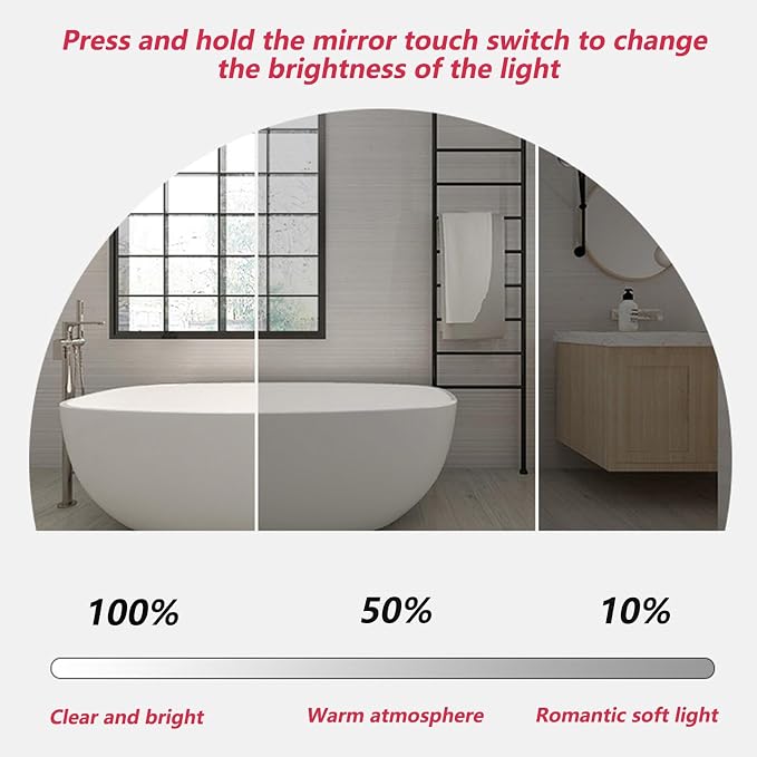 Irregular Bathroom Mirror with LED Lights, Wall Mounted Mirror with Touch - Image 4