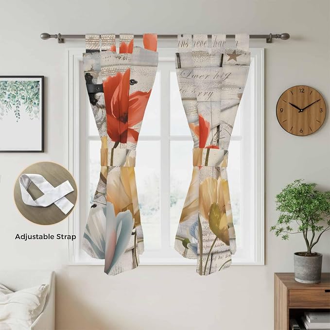 Retro Floral Living Room Curtains 84 Inch Length, Window Curtains Tab Top - Image 5