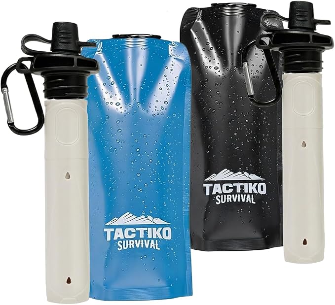 2-Pack Tactiko Survival 20oz/600ml Filtered Water Bottle Kit by TactikoSurvival