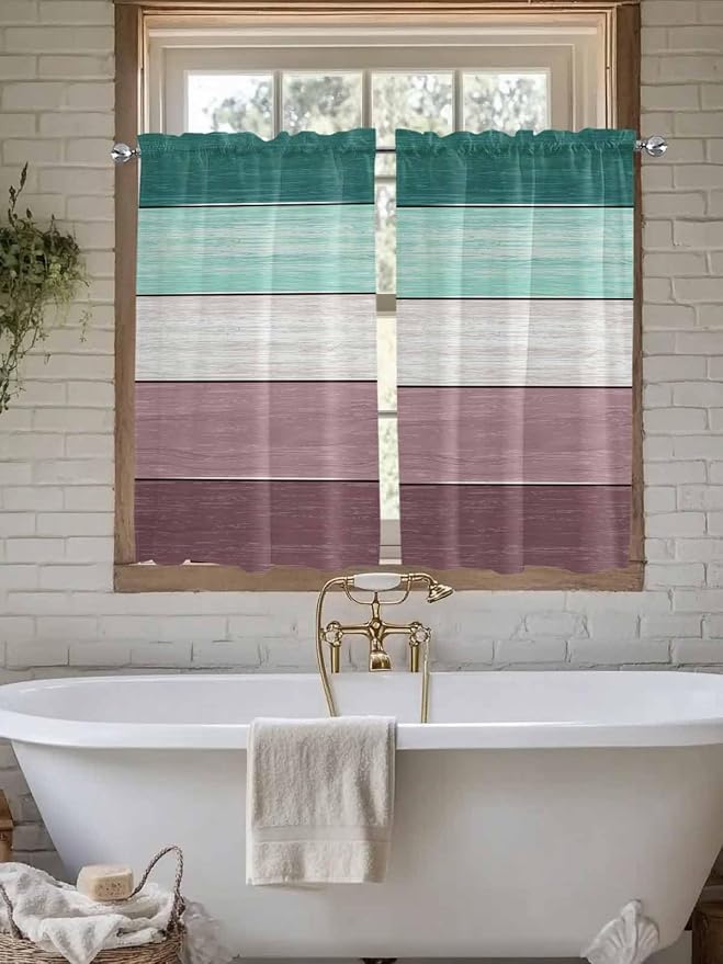 Retro Farm Woodcuts Texture Window Valance Curtains, 2 Panel - Image 6