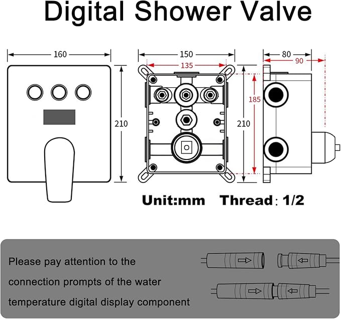 Temperature Display Shower Faucet Set Matte Black Shower System with 12" Ceiling Shower Head, Handheld Spray and 4 Body Jet, Multi-function Push Button Shower Faucet Trim Kit