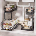 MIKEE Under Sink Organizer, 2 Tier Under Sink Organizers and Storage,Bathroom Cabinet Organizer with Adjustable Height, Pull Out Sink Shelf Cabinet Storage Shelves for Kitchen& Bathroom