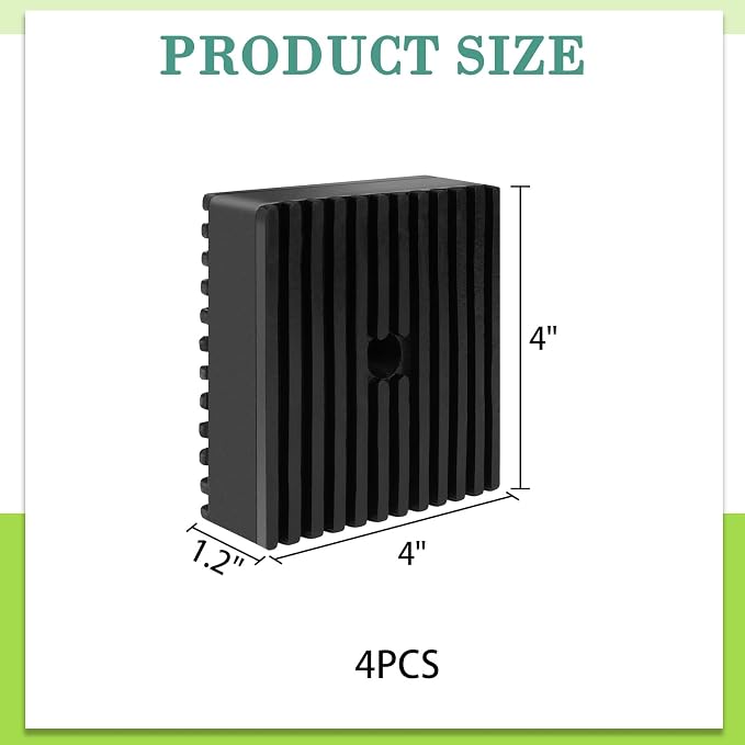 4 Pack Heavy-Duty Anti-Vibration Rubber Pads – Solid 4"x4"x1.2" | Noise - Image 7