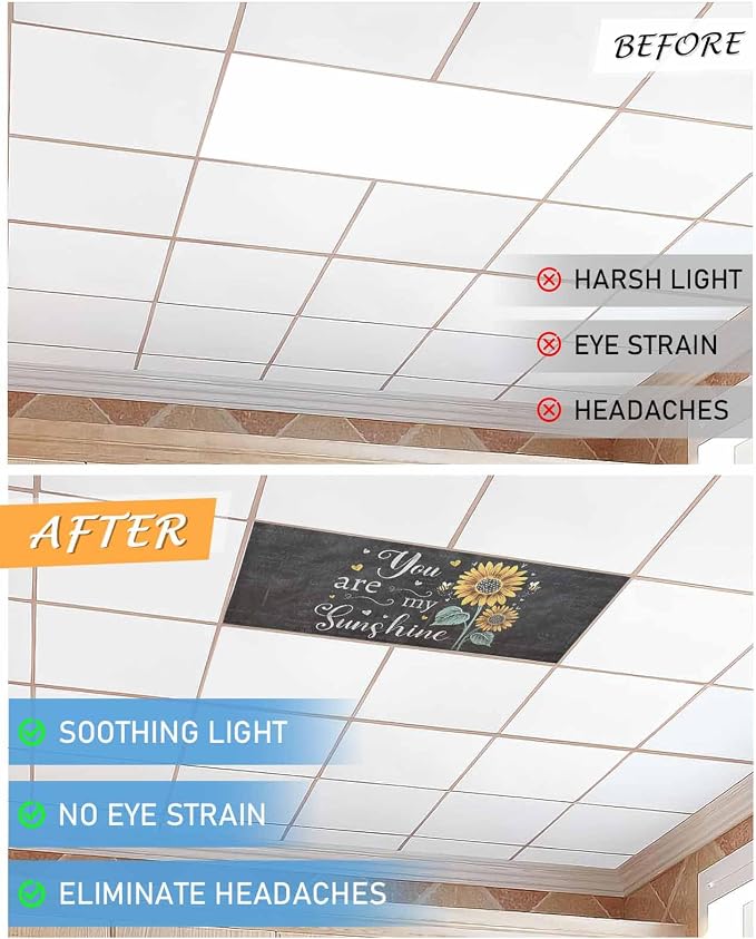 1 Pack Retro Sunflower Fluorescent Light Covers You are My Sunshine Yellow - Image 7