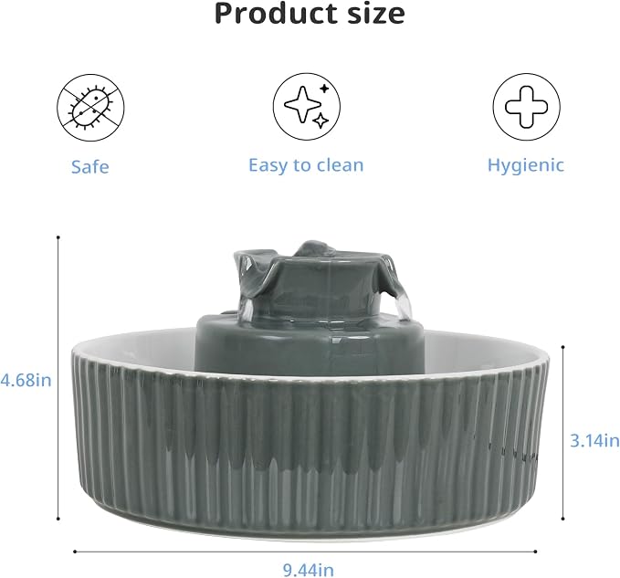 Ceramic Cat Water Fountain, 2.1L/71oz Cupcake Pet Water Fountain - Image 2