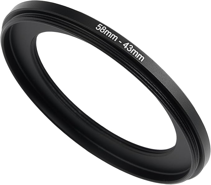 58mm to 43mm Step-Down Ring Filter Adapter, Metal Ring Step-Down Rings Adapter by BETUYESS