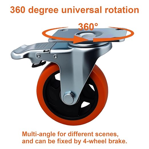 6 Pcs 4 Inch Heavy Duty Casters, - Image 4