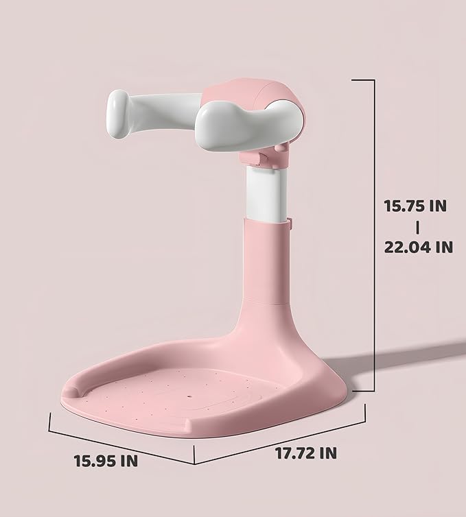 Baby Bath Stand, Foldable Standing Bathtub for Baby, Shower Stand and Bath Support for Infants and Toddlers (6–36 Months), Non-Slip Adjustable Baby Standing Support, Pink