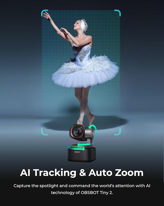 OBSBOT Tiny 2 Webcam 4K Voice Control PTZ, AI Tracking Multi-Mode & Auto Focus - Image 3