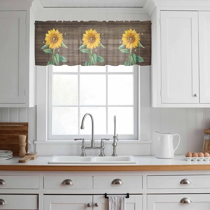 Summer Sunflower Sheer Valance Curtains - Image 2