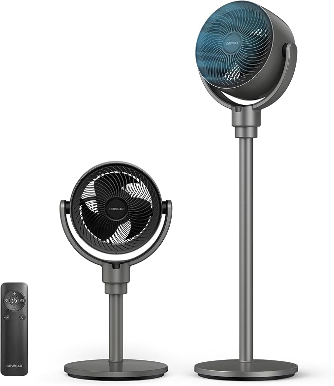 COWSAR Standing Fan for Bedroom, 20dB Quiet Floor Fan, 150°+120°Auto by COWSAR