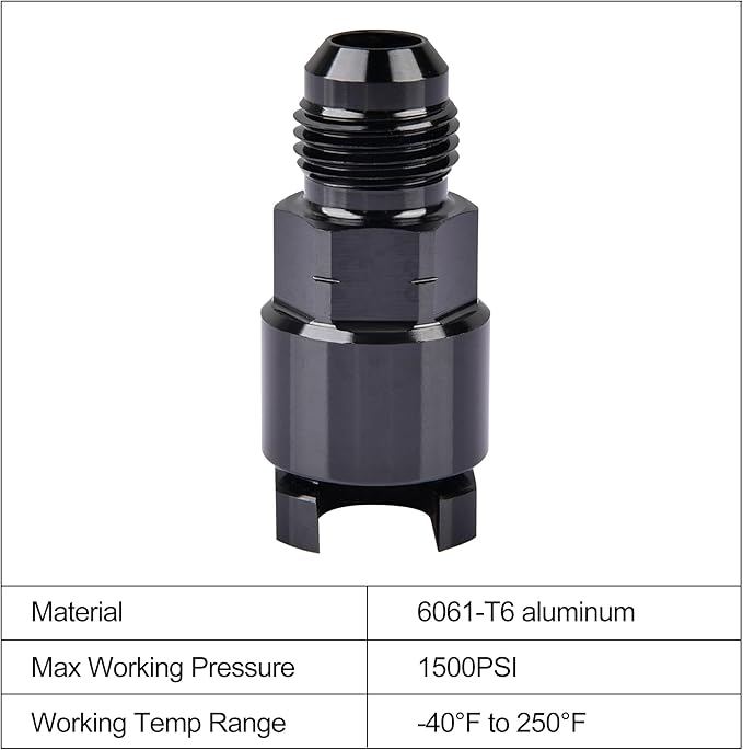EVIL ENERGY 6AN Male to 5/16" Quick-Disconnect Female EFI Fuel Rail Fitting - Image 3