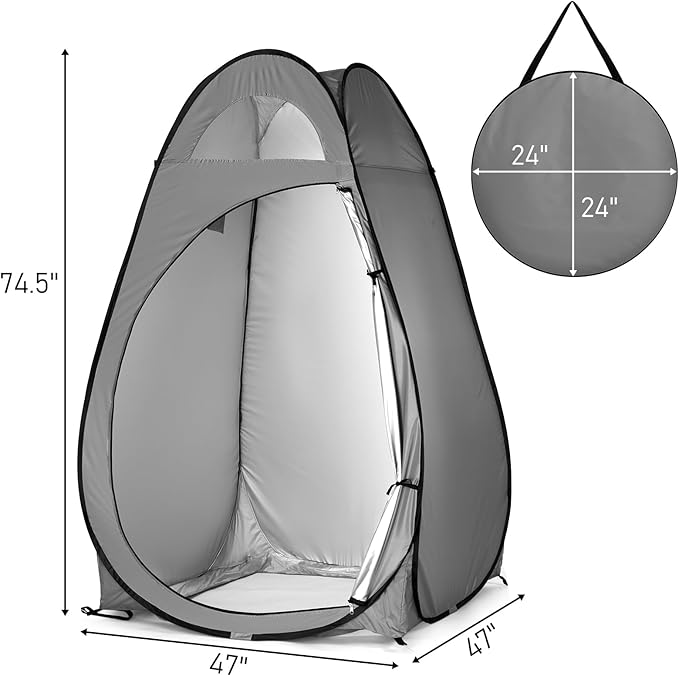 Pop Up Privacy Shower Tent,Portable Outdoor Bathroom Toilet Changing Dressing Room,Instant Rain Shelter for Camping & Beach,Lightweight & Sturdy, Easy Set Up, Foldable, with Carry Bag (Dark Gray)