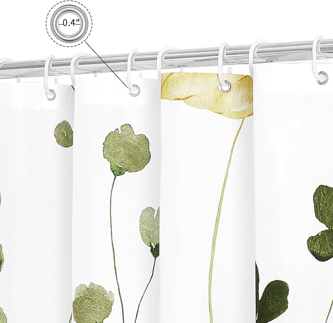 Gibelle Watercolor Floral Shower Curtain, Olive Green Beige Flower Shower Curtain for Bathroom, Modern Minimalist Waterproof Fabric Shower Curtain Set 72x72 Inch