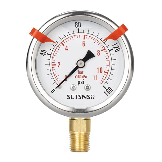 0 to 160 Psi Pressure Gauge, Glycerin Liquid Filled, 2.5 inch Dial, 1/4" NPT - Image 8