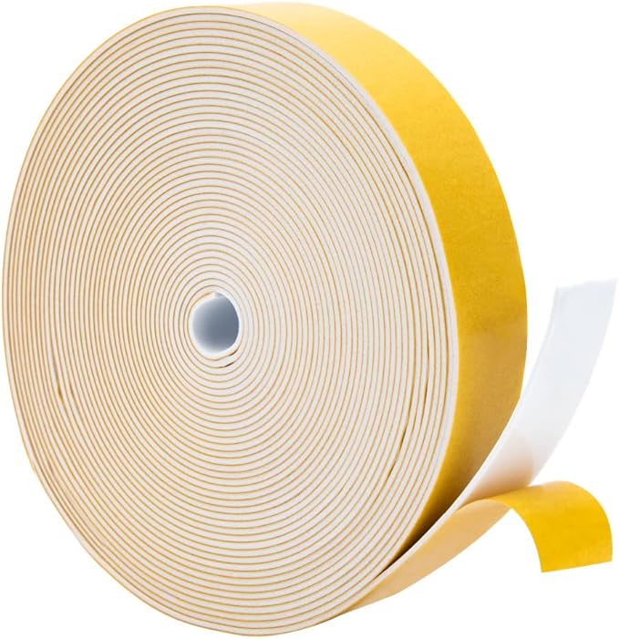 Yotache White Foam Strips Adhesive 1" x1/16, Close Cell Foam Rubber Weather by yotache