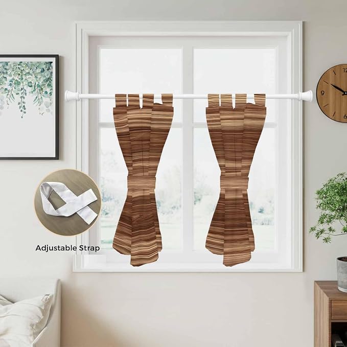 Brown Western Kitchen Curtains 45 Inch Length, Short Cafe Window Curtains Tab - Image 5
